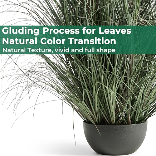 4ft Potted Onion Grass Artificial Plant - Extra Lush Greenery, Realistic Faux Foliage, Indoor Outdoor Decor - Yellow Variation