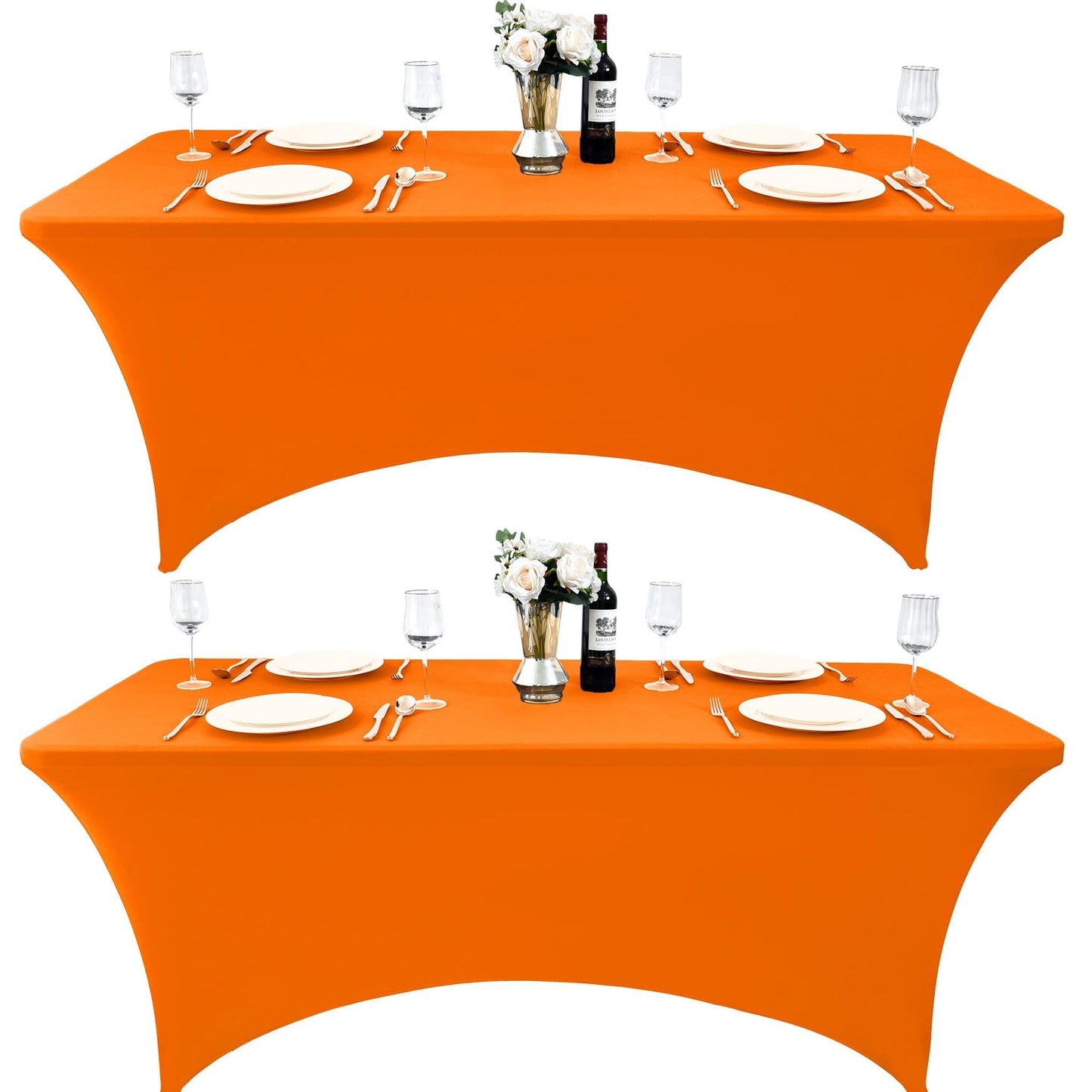 ZarzaaSik 2-Pack 6ft Spandex Table Covers for Rectangle Standard Folding Tables - Wrinkle Resistant Stretch Tablecloths - Ultimate Fitted Table Protector for Parties, Trade Shows, Banquet