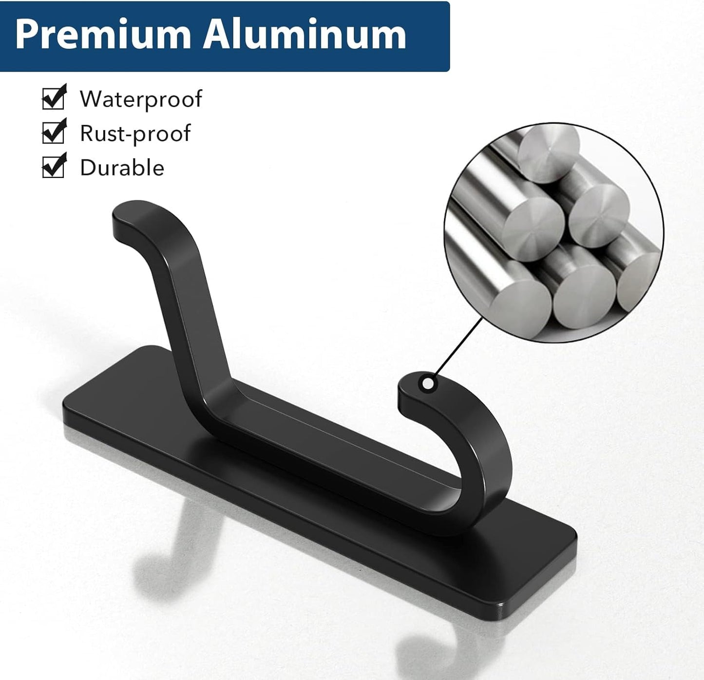 Pickpiff Wall Hooks - Strong Adhesive Coat and Towel Hangers | 13LB Capacity, Black, 4 Pack