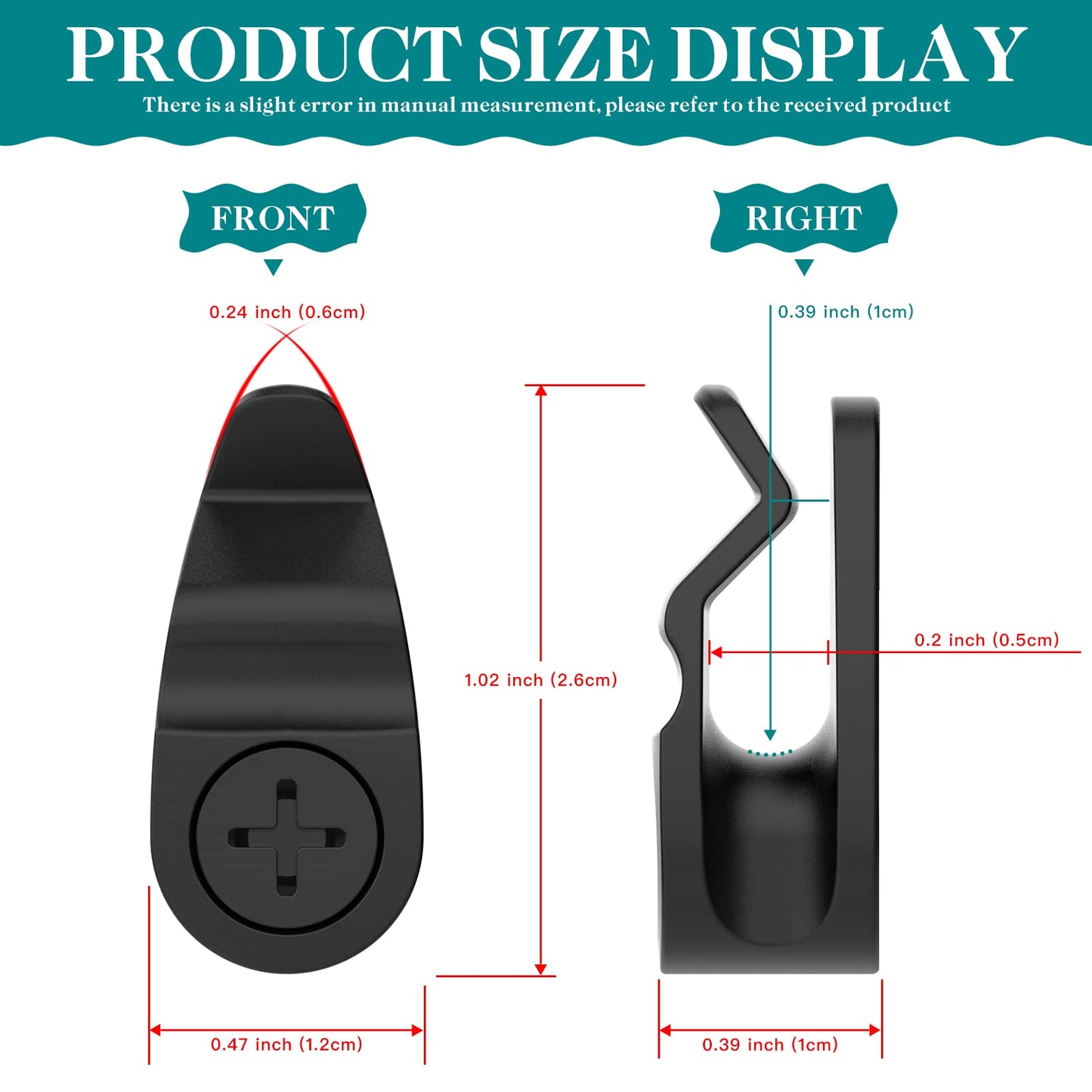 Outdoor String Lights Clips, Weatherproof Cable Hanger Hooks for Hanging Fairy Lights, Holiday Decor - Black, 50 Pack