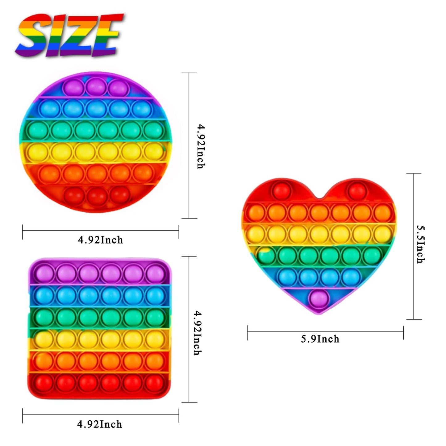 12pcs 5in Random Pop Bubble Fidget Sensory Toys, Pop Toy Bulk for Party Favor, Classroom Student Prizes Easter Basket Goodie Bag Stuffers Christmas Valentine Gift for Kid