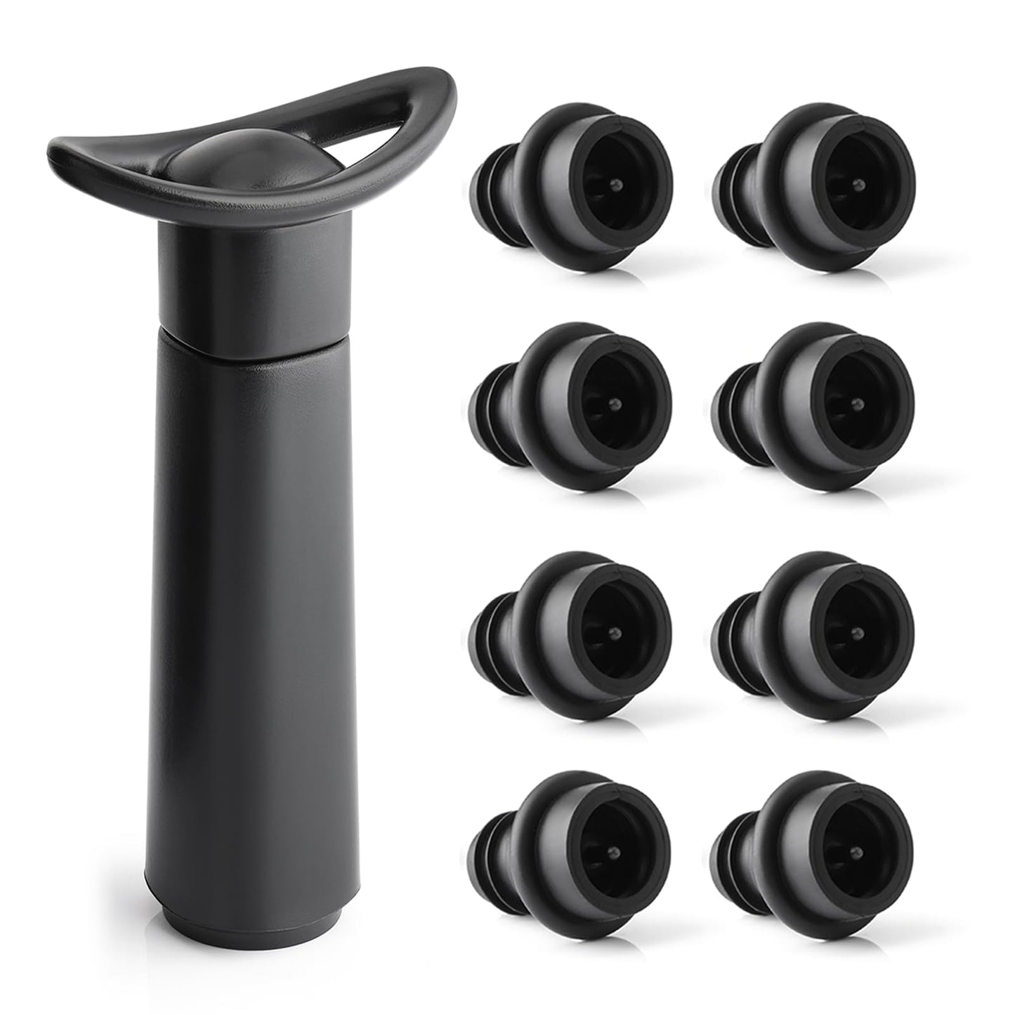 OWO Wine Vacuum Pump and 8 Stopper, Wine Saver & Preserver, Reusable Air Remover Pump Keeps Fresh