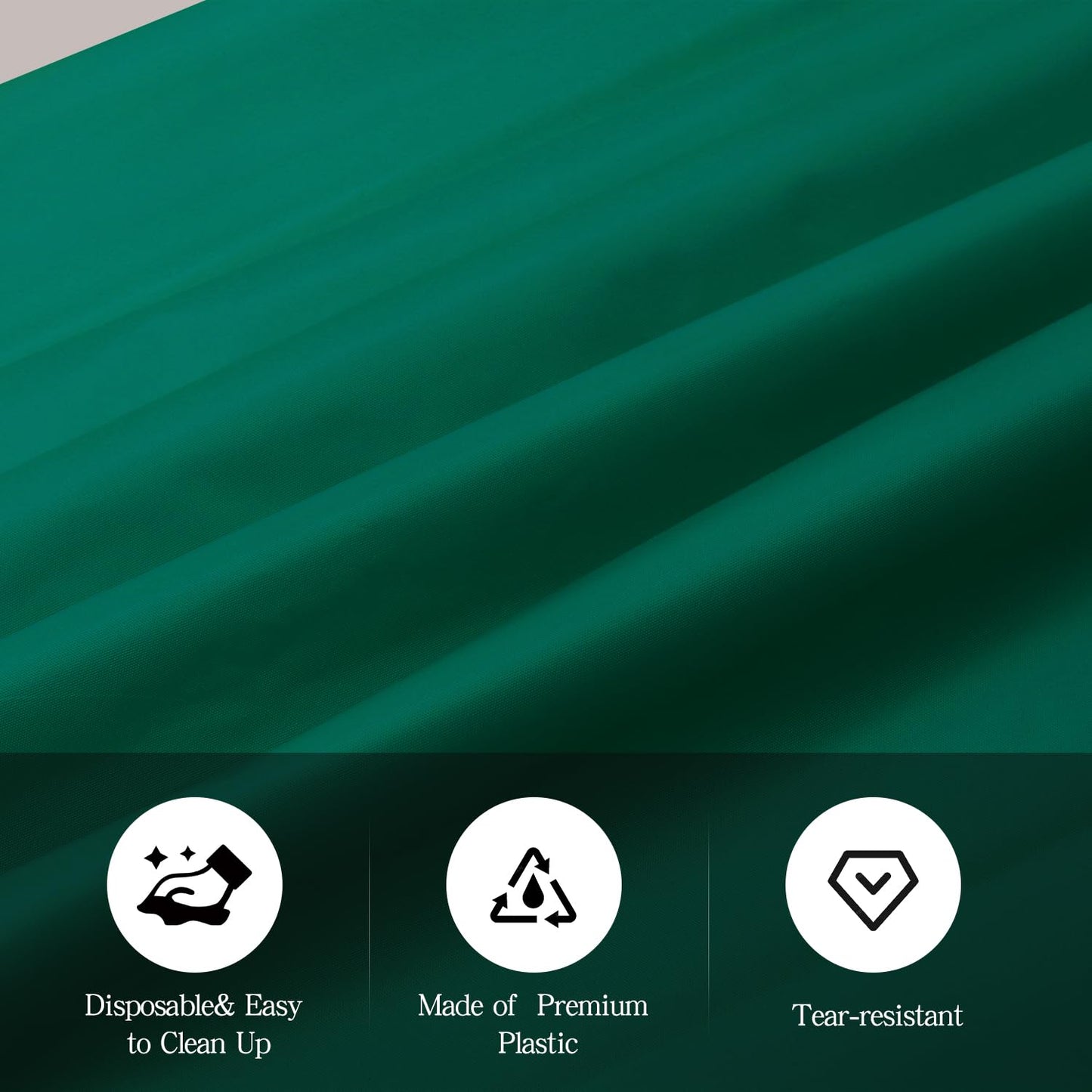 tujol Dark Green 6 Pack Plastic Table Cloth 54" x 108", Disposable Tablecloths Rectangle Table Cover, Plastic Tablecloths for Parties