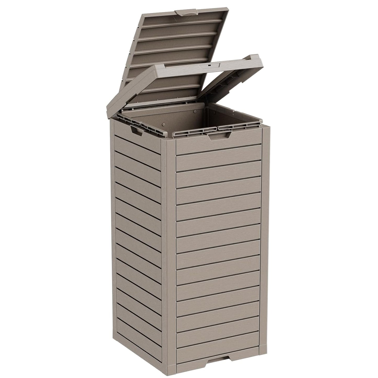 Regine Switzerland Outdoor Trash Can - Waterproof Resin Bin with Dual Lid Closure | 38 Gallon, Grey