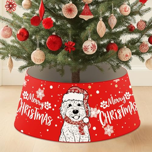 Dog Christmas Tree Collar with LED Ring | Golden Doodle Style Xmas Decor, 26in