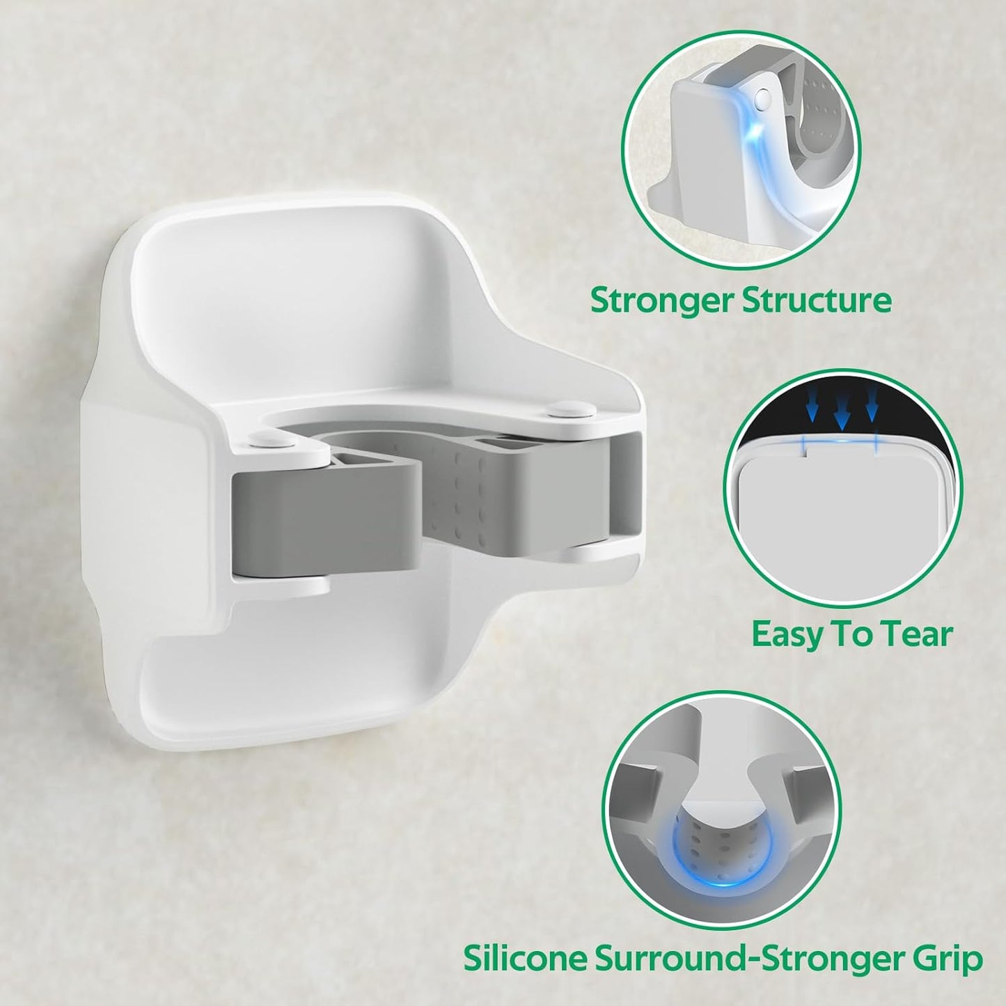Reliahom Broom Holder Wall Mount - 5 Pack No Drilling Self-Adhesive Mop Grippers | White Garage Organizer