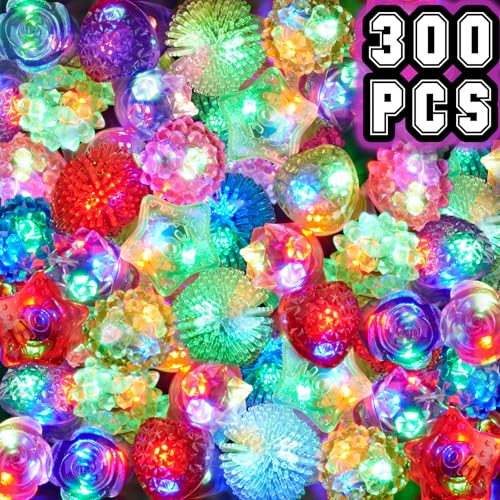 Glow in the Dark LED Ring Set - 300 Bulk Party Favors for Kids & Adults