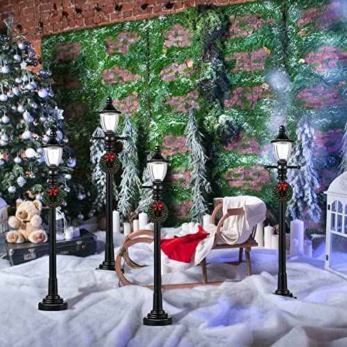 Honoson Christmas Village Accessories Christmas Mini Street Light Models Miniature Lamp Post Dollhouse Small Street Lamp, Age Over 12 Years(8 Pieces,Novel Style)