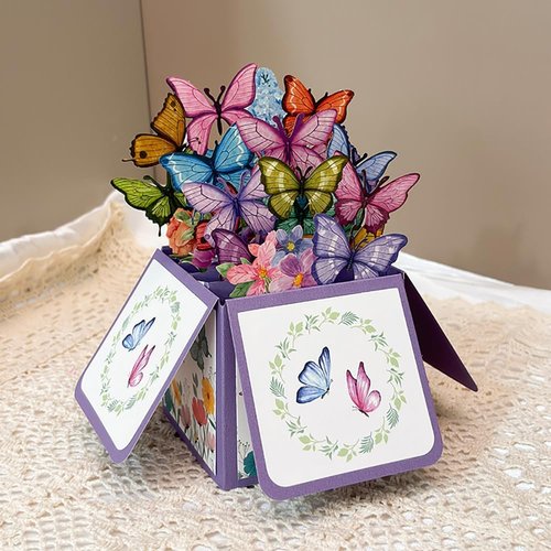 Butterfly & Bouquet Greeting Cards by [Brand Name] - Pop-Up Style with Envelopes | Perfect for Family & Friends