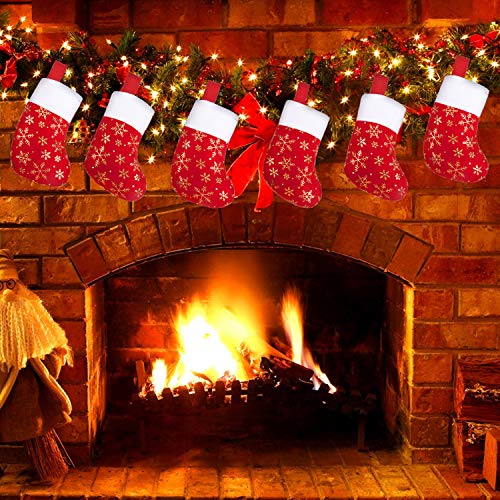DIYASY Glitter Snowflake Christmas Mini Stockings 12 Pcs - 8 Inch Felt Holiday Gift Holders