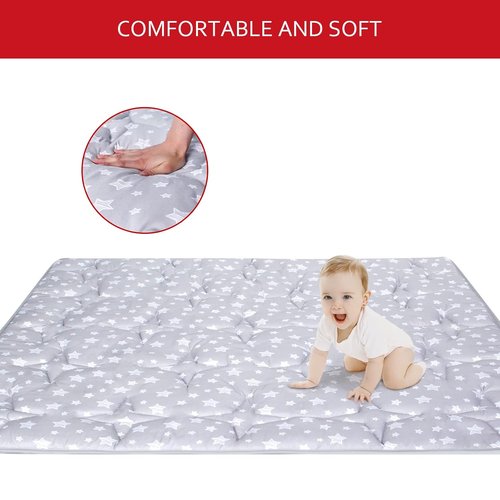 Hiaksedt Baby Play Mat - Non-Slip Padded Crawling Mat for Playpen | 50" x 50" One-Piece Design