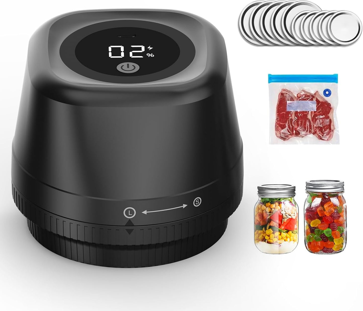 Newise Electric Mason Jar Vacuum Sealer - 3-in-1 Automatic Kit for Canning | Portable with Wide & Regular Mouth Lids