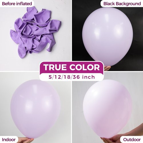 Bezente Pastel Purple Latex Party Balloons - 100 Pack 12 inch Round Helium Lavender Light Purple Lilac Balloons for Easter Wedding Bridal Shower Bachelorette Birthday Princess Party Decorations
