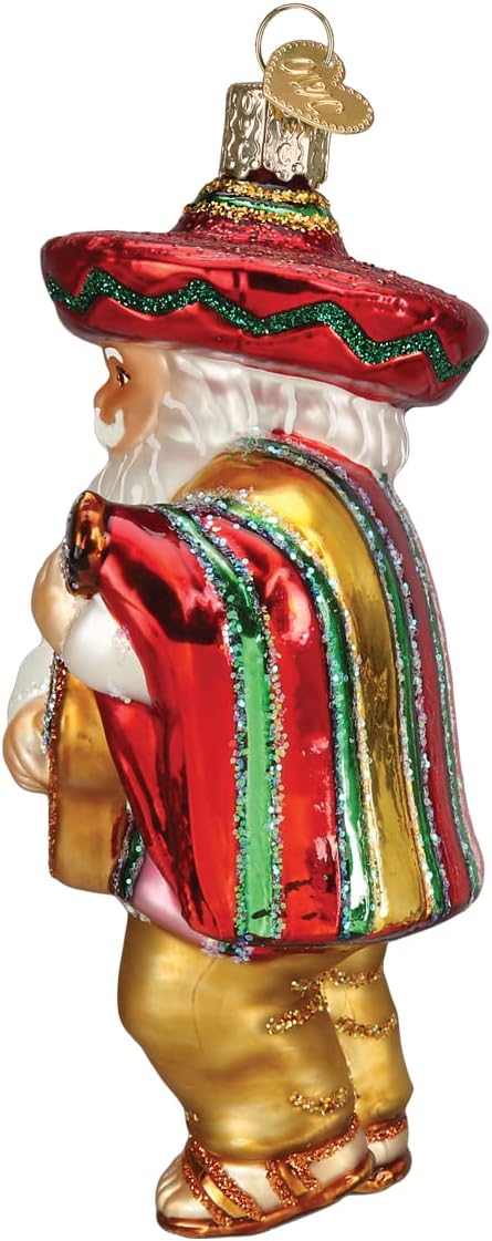 Mid-Century Santa Head Glass Blown Ornament - 3.25” for Christmas Tree Decor
