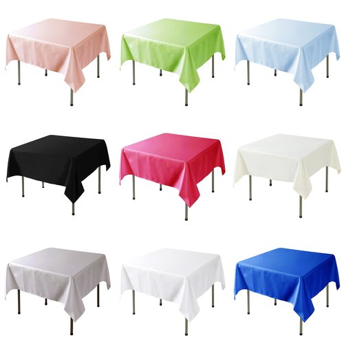 Fokitut 2 Pack Waterproof Square Tablecloth, 52x52 Inch, Stain Resistant and Wrinkle Polyester Table Cloth, Fabric Table Cover for Kitchen Dining, Wedding, Party, Holiday Dinner-White
