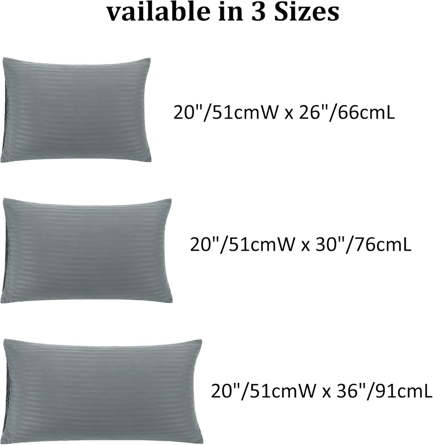 PiccoCasa Striped Dark Gray Pillow Cases - Soft Microfiber Standard Size Set of 2 | 20x26 Inch, Breathable Design