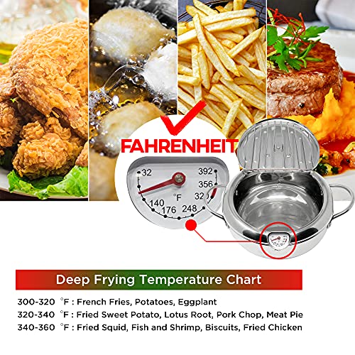 Saltlas 4.4 Qt Stainless Steel Deep Fryer Pot with Thermometer & Lid