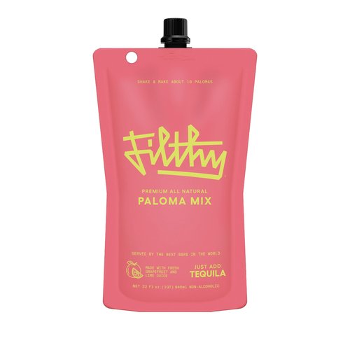 Filthy Paloma Mix, Premium Cocktail Mixer, All-Natural, Non-GMO, Vegan & Gluten-Free, Made with Fresh Ruby Red Texas Grapefruit & Florida Lime Juice, Organic Agave Nectar, 32 Oz Pouch