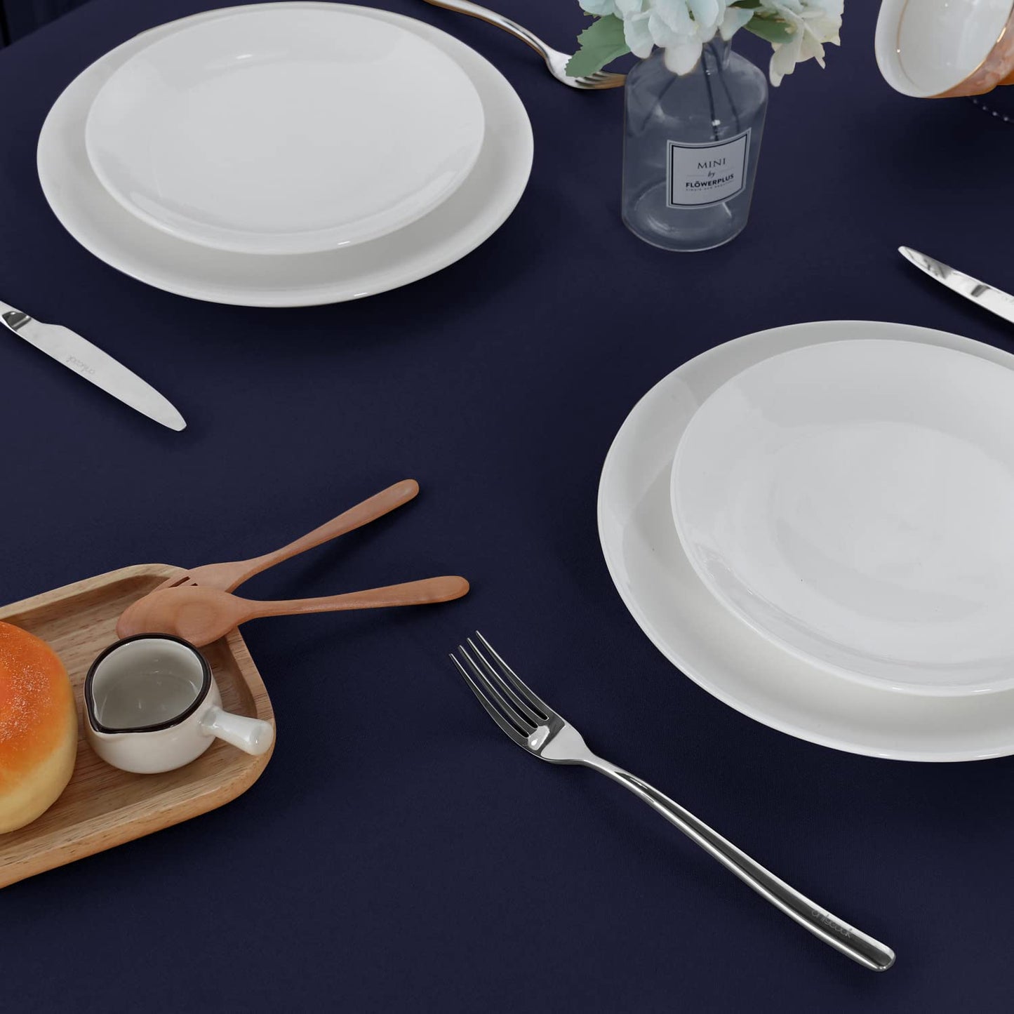 sancua 2 Pack Navy Tablecloth 60 x 120 Inch, Rectangle 8 Feet Table Cloth - Stain and Wrinkle Resistant Washable Polyester Table Cover for Dining Tables, Buffet Parties and Camping