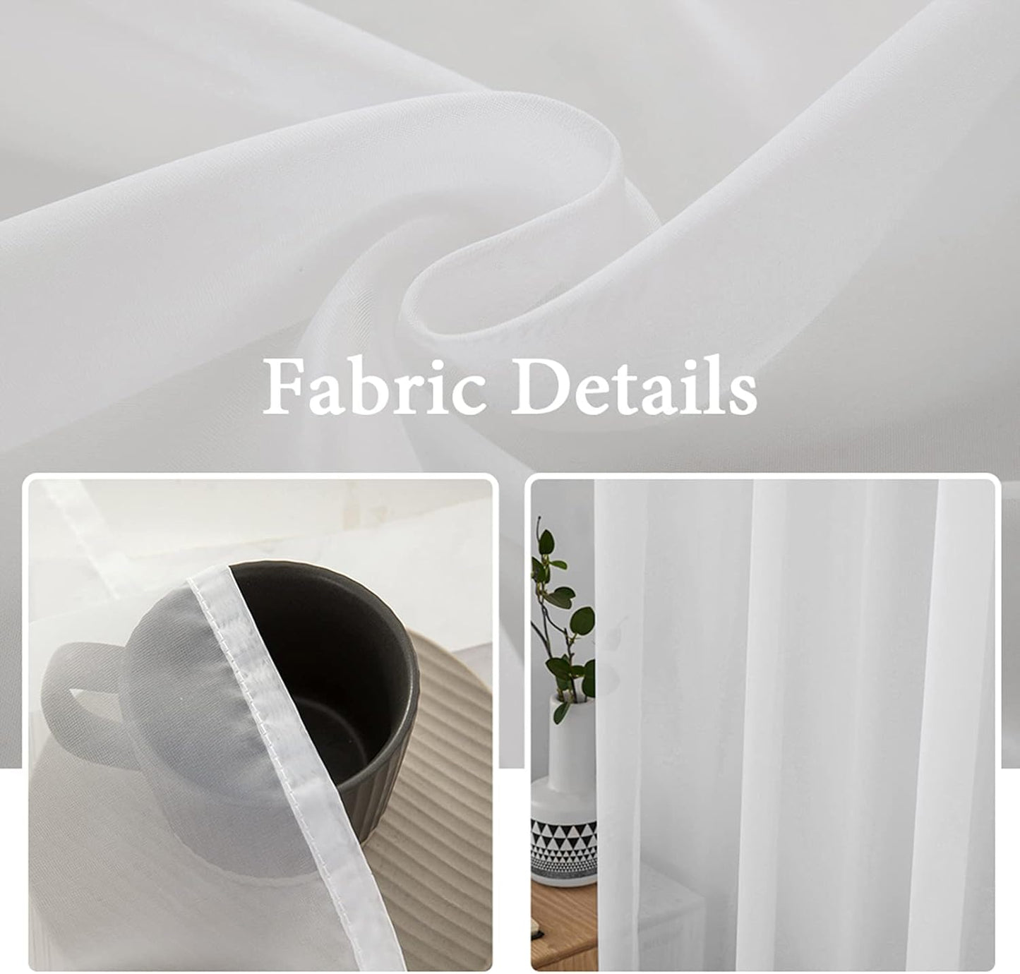 MIULEE White Sheer Window Curtains - Elegant Voile Drapes for Bedroom & Living Room | 54 x 84 Inches