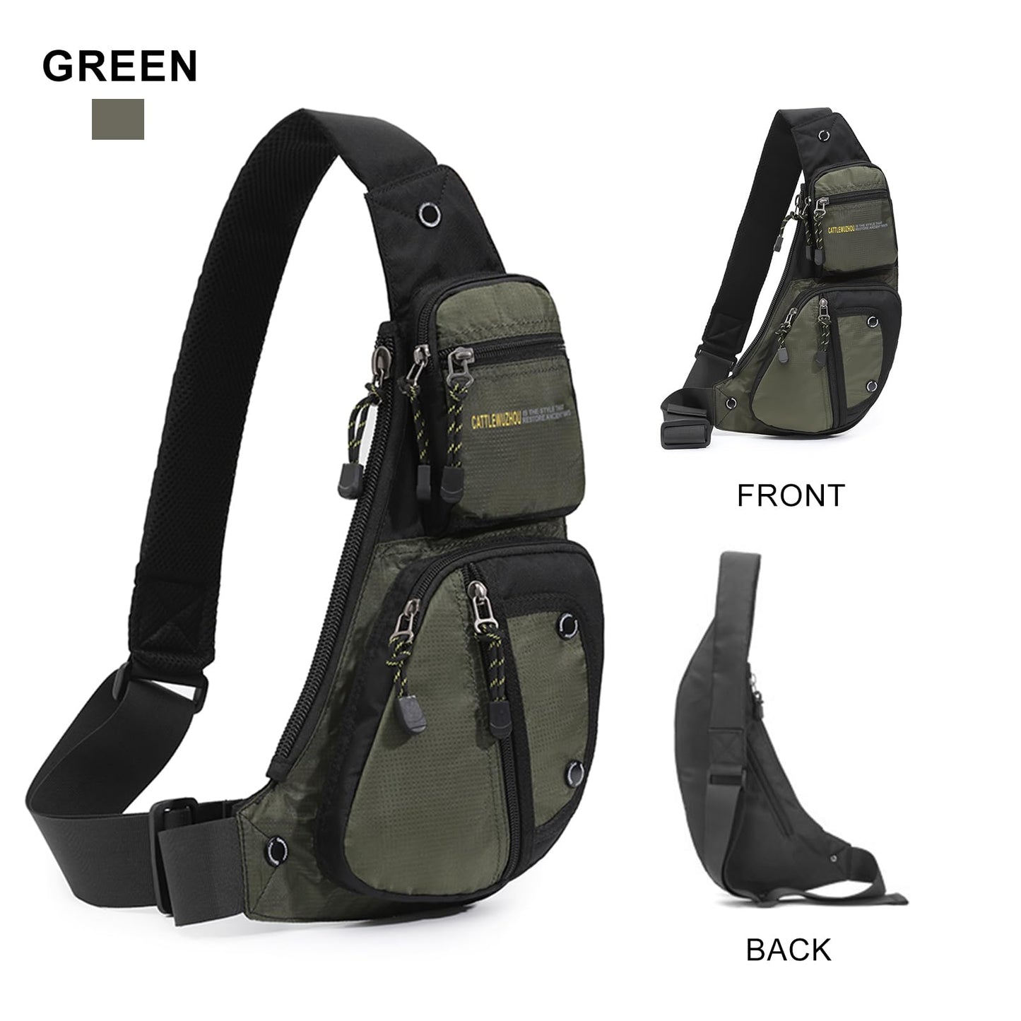 QAZWSXE Mens Sling Bags Crossbody,Shoulder Bag for Men,Men Crossbody Bags for Hiking Traveling Outdoors Green