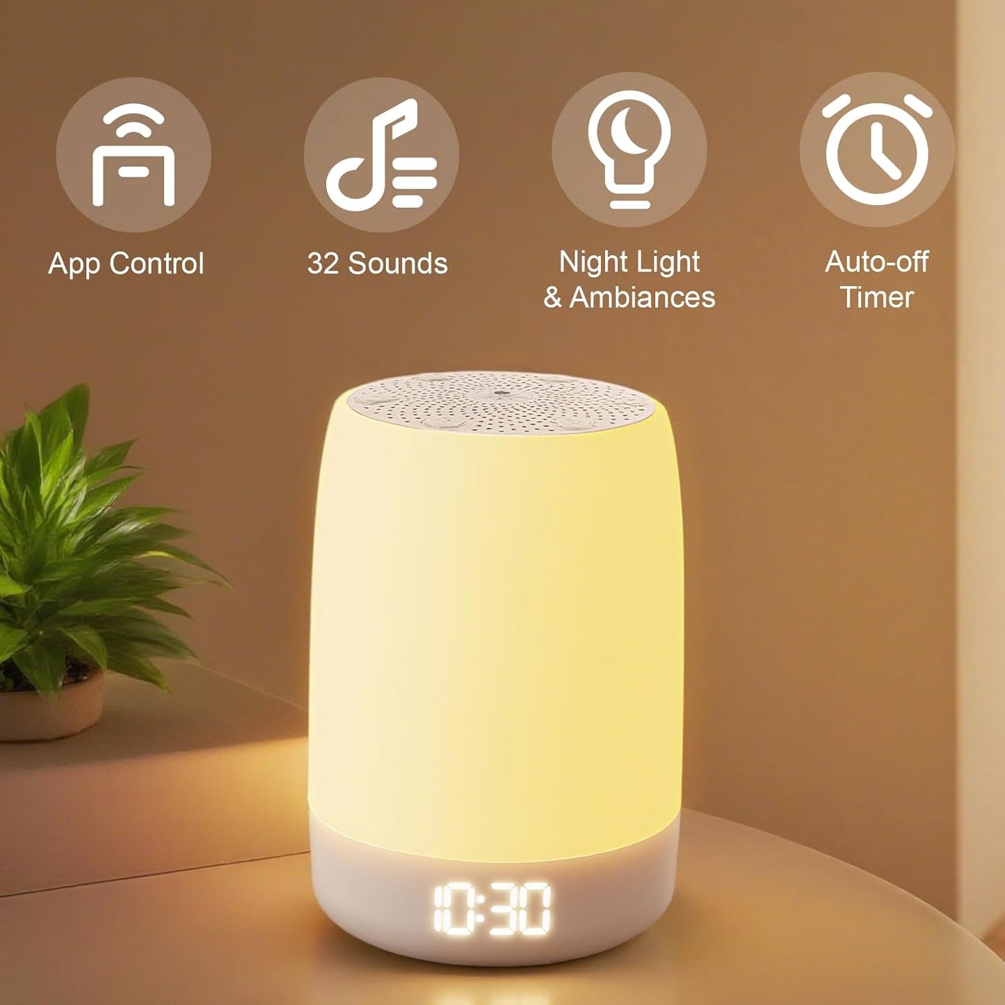 Skiennix White Noise Machine - 32 Soothing Sounds & 8 Color Breathing Light | Bluetooth Alarm Clock for All Ages
