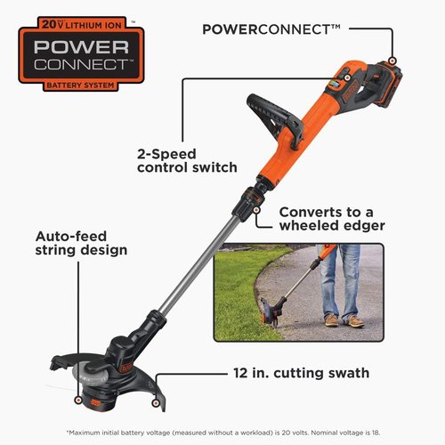 BLACK+DECKER 20V MAX String Trimmer & Edger - 12-Inch Versatile Tool for Lawn Care