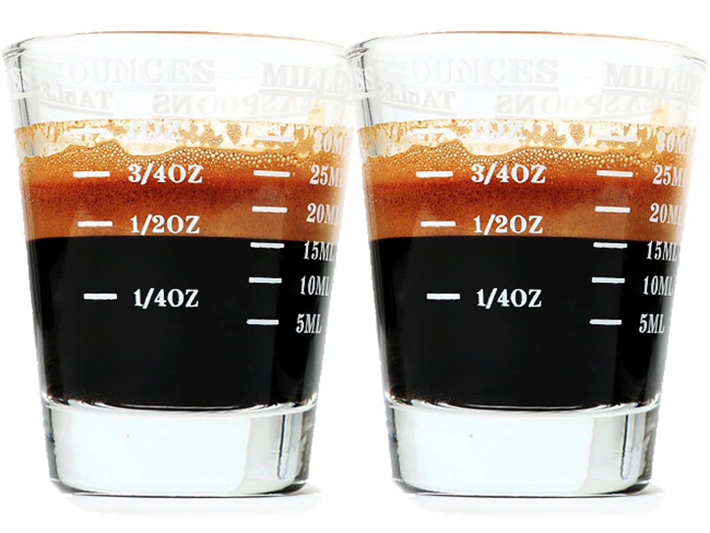 Shot Glass Measuring Cup | Non Fading | Bar Bartender Accessories, Jigger for Bartending | Tablespoon Measuring Spoon (2, White)