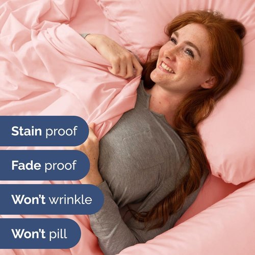 Flex Top Split Head King Sheet Set - Comfy Cooling Bed Sheets for Luxury Sleep - Deep Pockets, Soft Oeko-Tex - Baby Pink