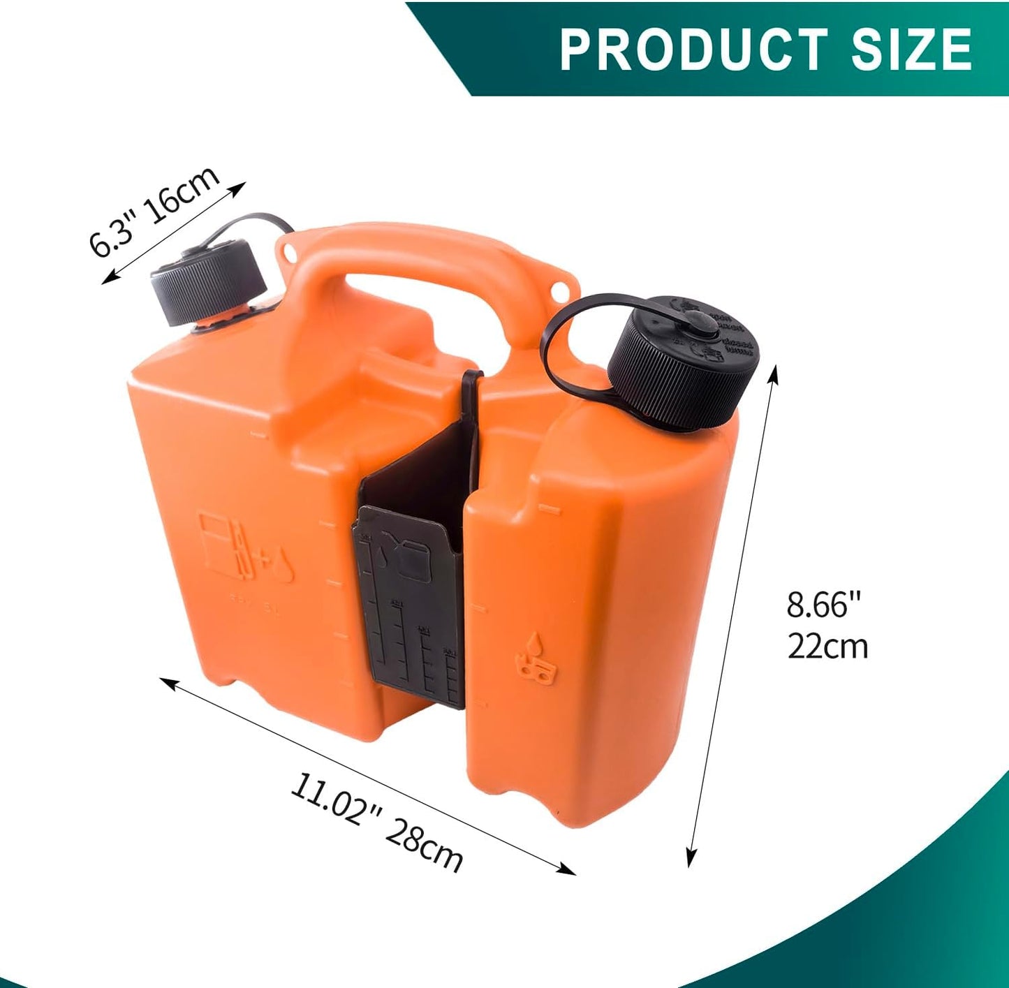 Skiennix Fuel Container - Spill-Proof Smart Control Spout with Bonus Extender | 5L + 2.5L Oil - Orange