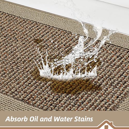 Kitchen Rugs Set of 2 - Non Slip Washable 24x36 & 24x60 Taupe - Rectangular