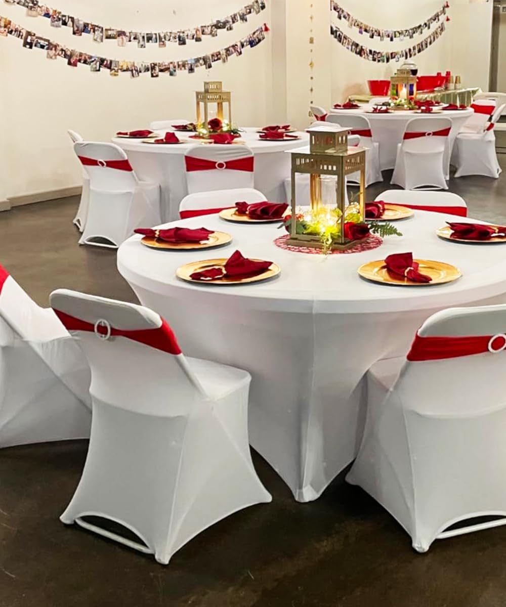 Skiennix Red Spandex Chair Sashes - Pack of 50 for Weddings, Parties & Events | Elegant Decoration