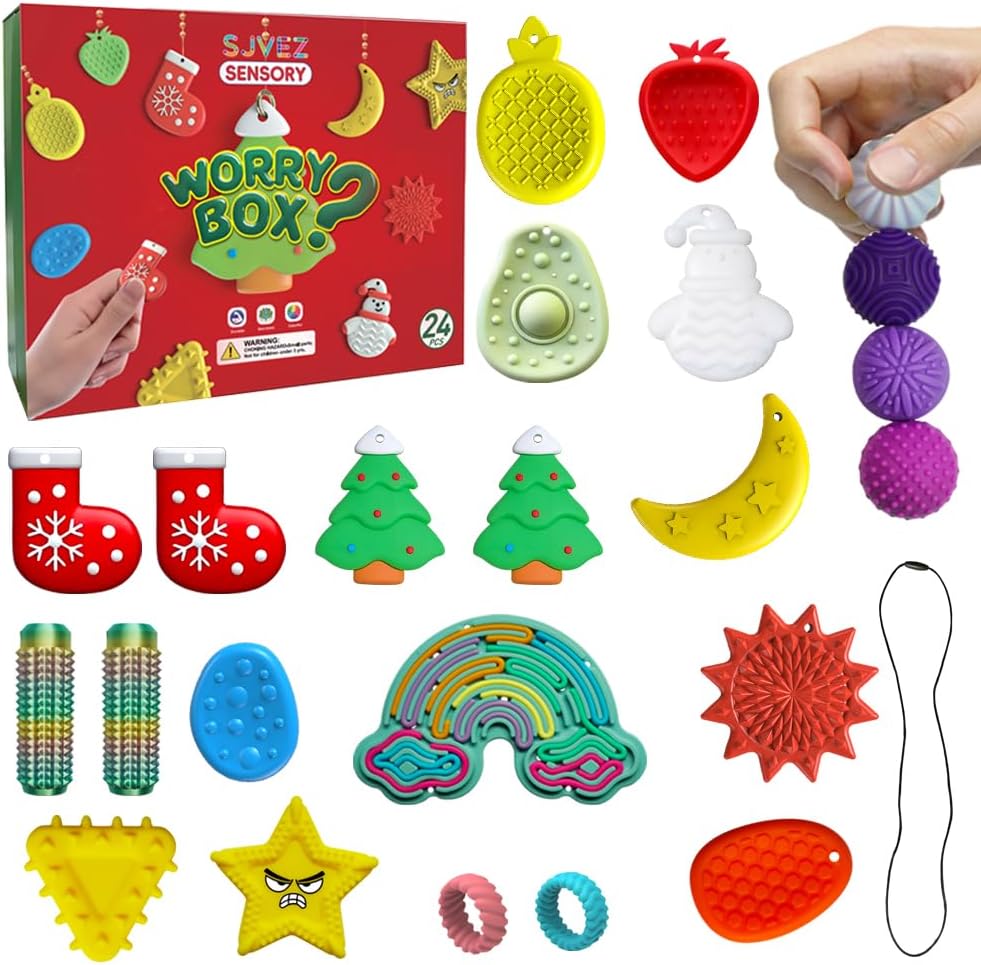 Advent Calendar Fidget Toys - Sensory Stone Set for Kids | 24 Days Countdown | Perfect Christmas Gift