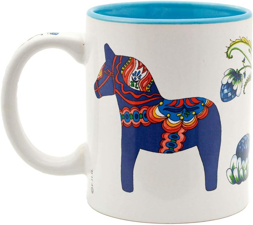 Swedish Dala Horse Ceramic Coffee Mug - 12 oz, Unique Christmas Gift, Premium Quality