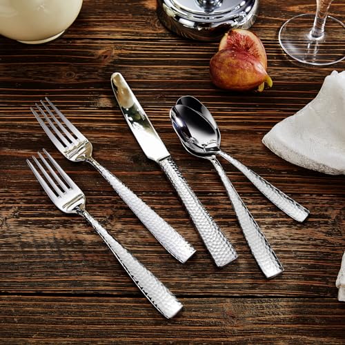 KEAWELL 45-Piece Premium Louis Hammered Silverware Set - Elegant Stainless Steel Cutlery for 6