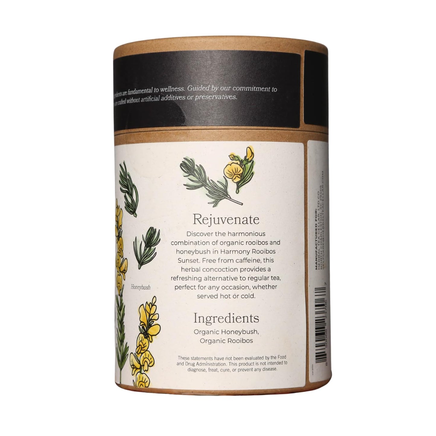 Herbal Tea Cellar Harmony Rooibos Sunset – Premium Organic Rooibos & Honeybush Herbal Tea | Naturally Sweet, Caffeine-Free South African Blend | Eco-Friendly Pyramid Sachets in Recyclable Tube, 15 Count