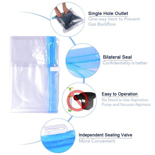 ALMING Compression Bags - Travel Essentials - 12 Pack Space Saver Bags - No Vacuum Pump Or Air Extractor is Needed - Storage Accessorie and Home Packing Organizers (transparent)