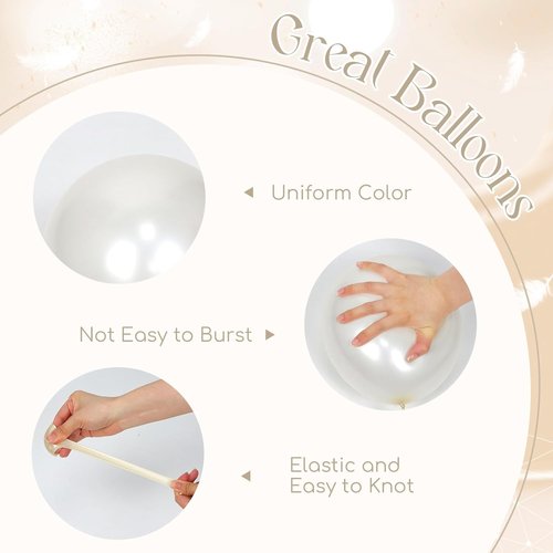 Double Stuffed Pearl Balloons by [Brand Name] - 60pcs 12-Inch Pearl White Latex Balloons for Weddings & Parties