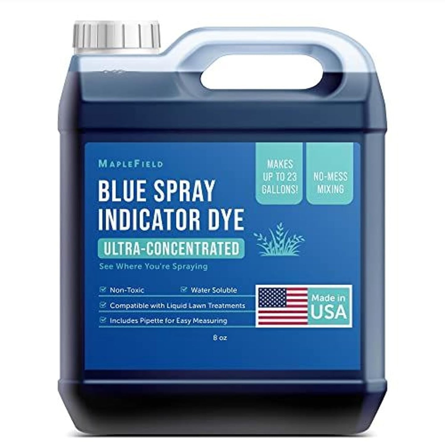 Maplefield Blue Spray Indicator Dye - 8 oz Bottle with Pipette | Lawn Dye for Sprayers