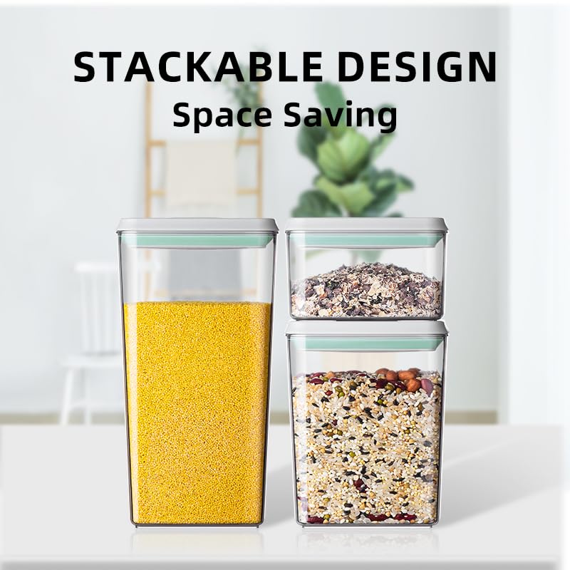 1200 ML Stackable Airtight Food Storage Containers Set - 3 Pieces with One-Button Pop Lid