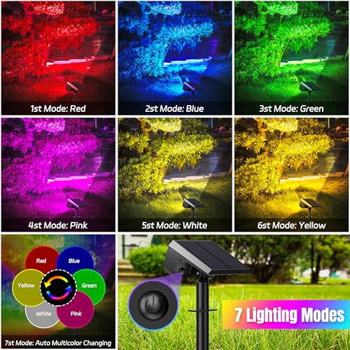 Colorful Solar Spot Lights Outdoor Waterproof - 10 Pack RGB LED Landscape Lighting - Variation of THIS listing