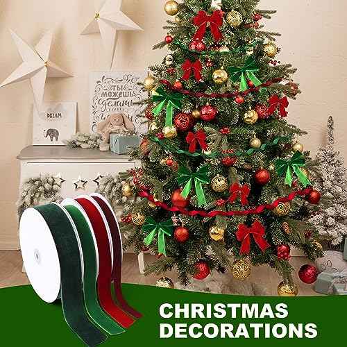 Burgundy Velvet Ribbon 5/8" x 20Yd,Great for Gift Wrapping,Hair Bows Making, Wreaths,Wedding and Christmas Party Decoration(Burgundy 5/8")