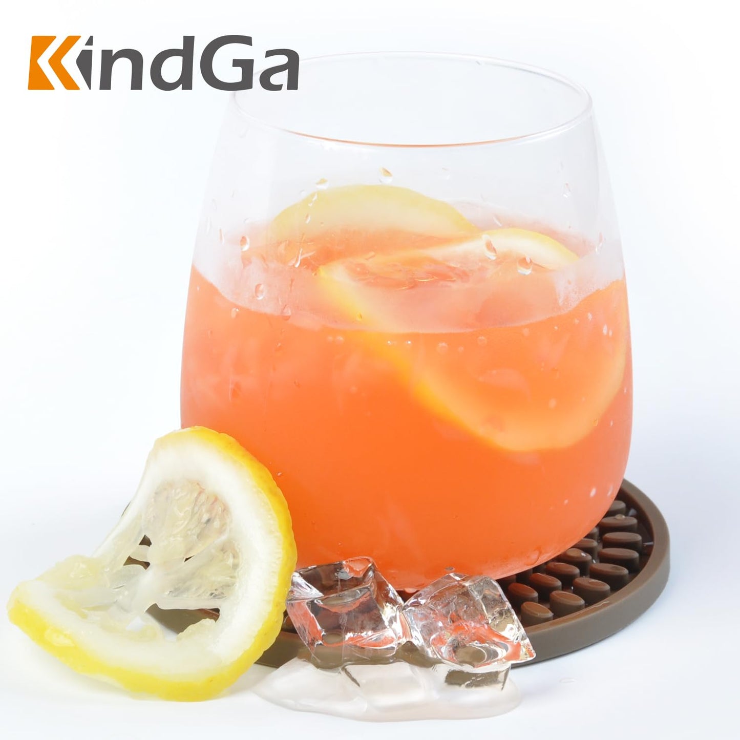 KindGa Coasters for Drinks Black, Absorbent Rubber Coaster Set, Silicone Drink Coasters for Large Mug/Cup/Bottle, Deep Tray 4.3 Inch Oval Shape Jar Opener Heat-Resistant Grips (Set of 8)