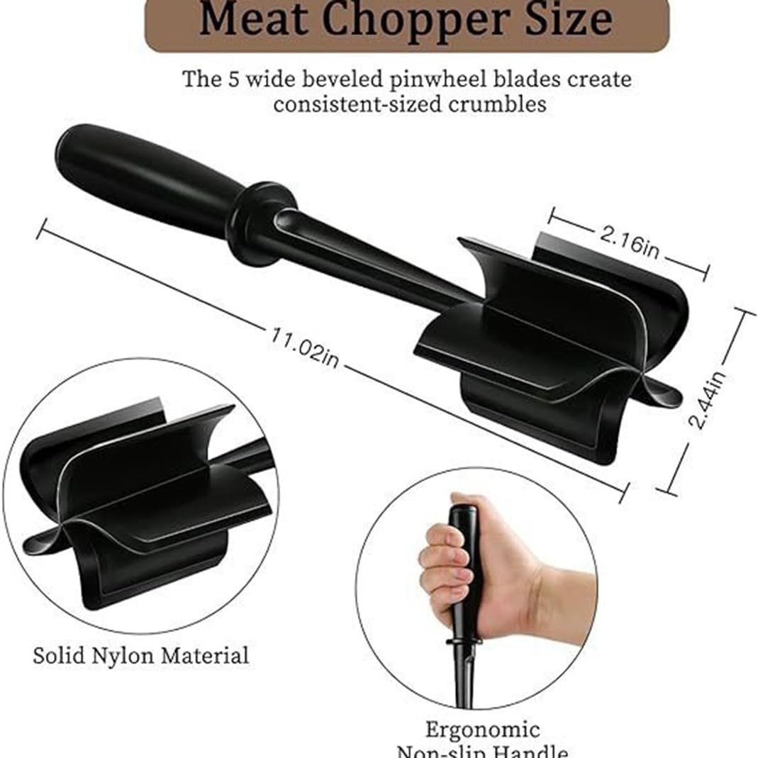 Skiennix Meat Chopper - Premium Heat Resistant Masher for Ground Beef, Turkey & More | Versatile Kitchen Tool