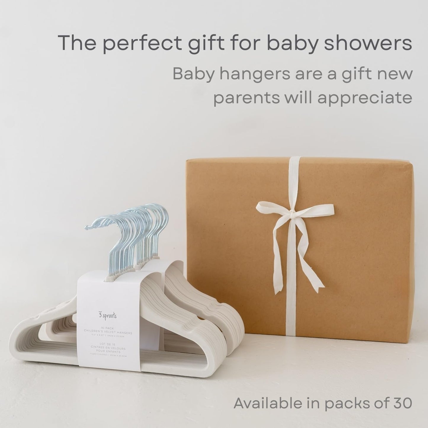 3 Sprouts Velvet Baby Hangers - Non-Slip Hangers for Infant and Toddler Clothes - Slim Space-Saving Design with Nordic Colors for Nursery - 30 Pack - Blue