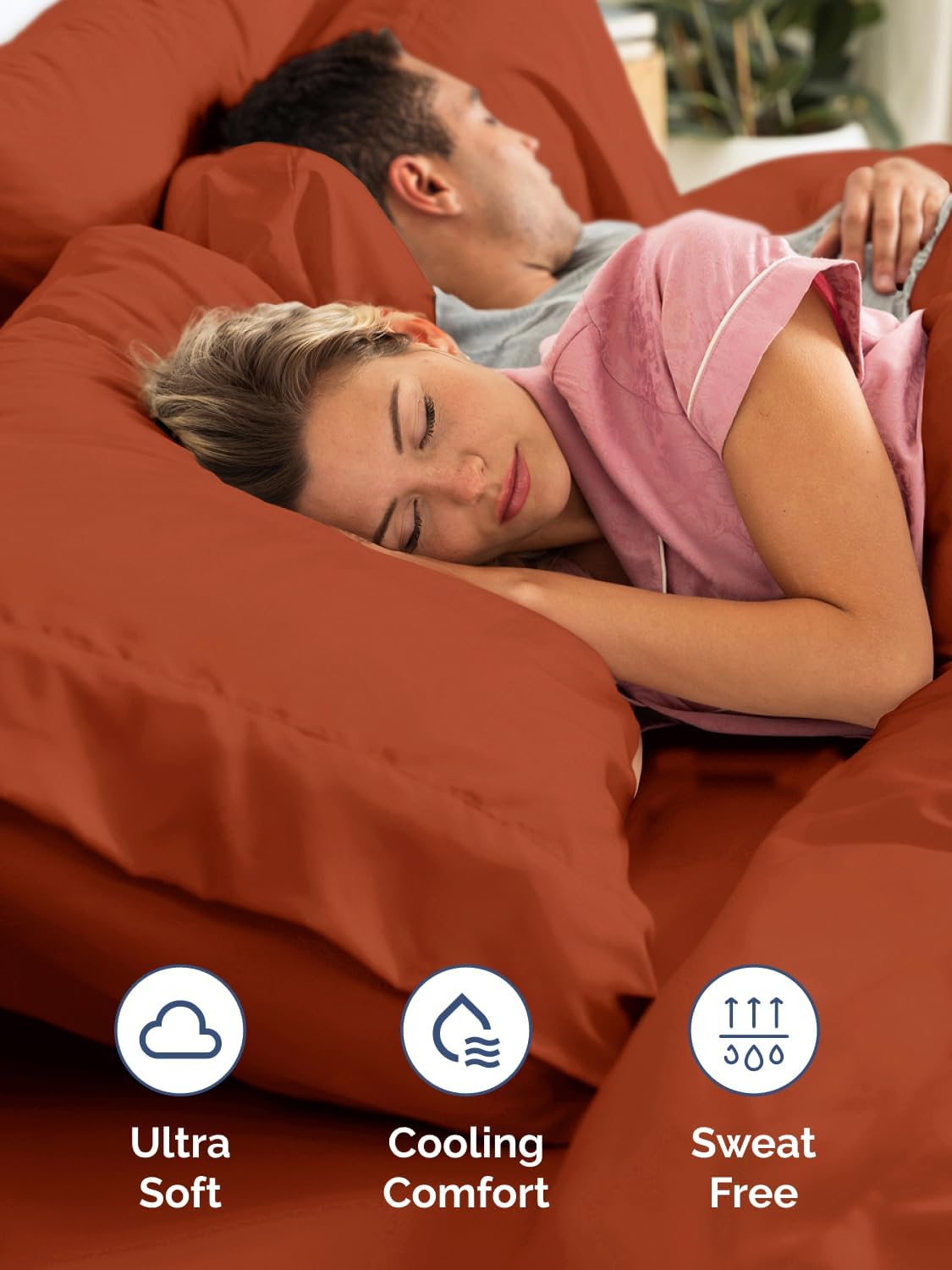 Skiennix Extra Deep Queen Sheet Set | 6-Piece Breathable Cooling Bedding - Soft, Wrinkle-Free Terracotta