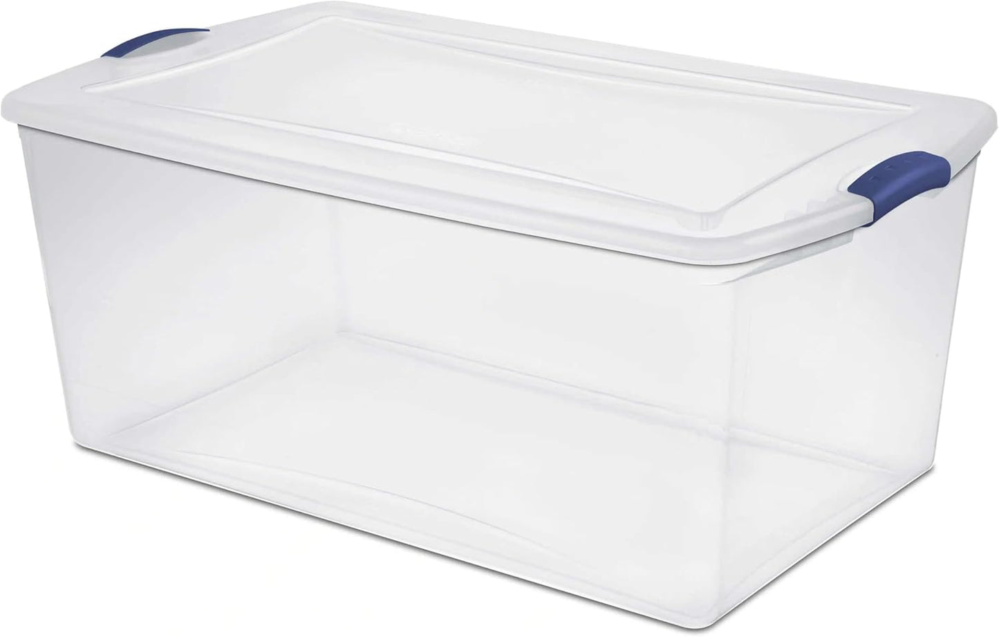 Regine Switzerland 105 QT Transparent Storage Box - Stackable with Blue Lock Mechanism | Ideal for Seasonal Clothing & Garage Organization