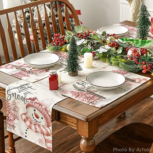 Artoid Mode Xmas Trees Let It Snow Pink Snowman Christmas Placemats