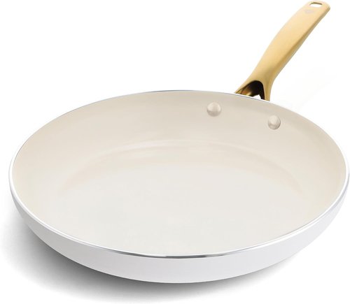 Blue Diamond 12" Nonstick Frying Pan - Diamond Infused Ceramic, PFAS & PTFE-Free, Dishwasher Safe, Induction Ready, White