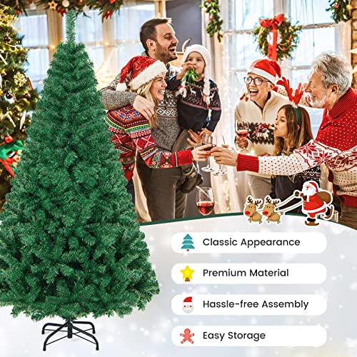 6FT Artificial Christmas Tree with Metal Stand - Easy Assembly Indoor Outdoor Holiday Decor